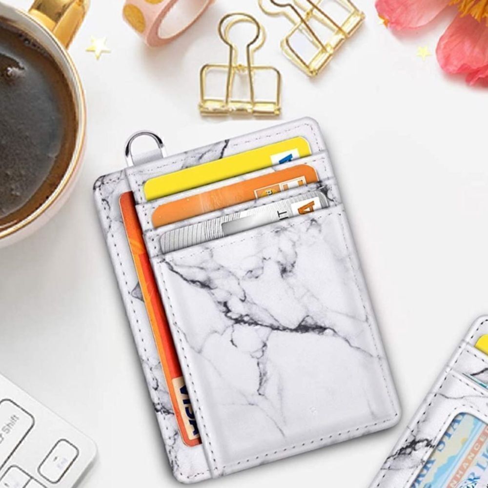 White Marble Leather ID holder